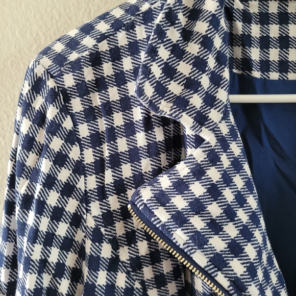 Chico's Blue White Gingham Soft Stretchy Blazer Size 2 (Large) - Picture 5 of 6